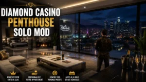 Penthouse de luxe du Diamond Casino dans GTA 5 avec vue panoramique et fonctionnalités solo mod