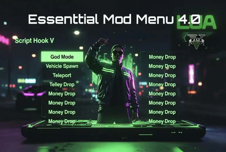 Essential Mod Menu 4.0 pour GTA V - Menu mod léger et puissant Ohmymodz avec support Lua