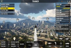 Simple Trainer GTA V - Téléportation, contrôle météo et Super Jump depuis le Mont Chiliad
