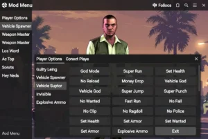 Callen's Mod Menu GTA 5 - Interface moderne et épurée du trainer solo