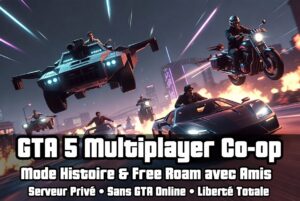 GTA 5 Multiplayer Co-op : Aventure en équipe avec amis en serveur privé. Mod GTA 5 pour jouer le mode histoire et explorer Los Santos ensemble sans les contraintes de GTA Online.