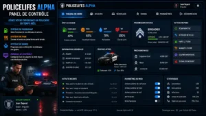 Interface PoliceLifeS Alpha avec panneau de contrôle police GTA 5 et gestion du roleplay réaliste