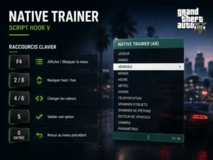Native Trainer Script Hook V avec raccourcis clavier pour GTA 5