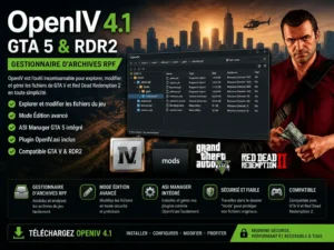 OpenIV 4.1 pour GTA 5 et RDR2 – gestionnaire d’archives RPF avec dossier mods et ASI Manager pour modding sécurisé