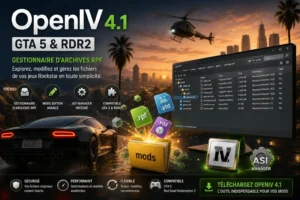 Interface OpenIV 4.1 avec fichiers RPF et dossier mods pour modding GTA 5 et Red Dead Redemption 2