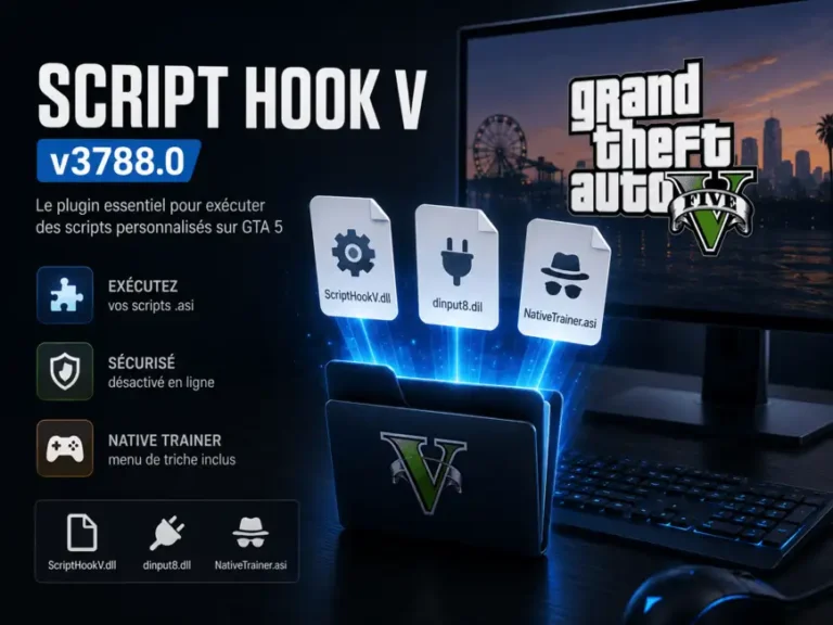 Script Hook V v3788.0 pour GTA 5 avec Native Trainer et fichiers